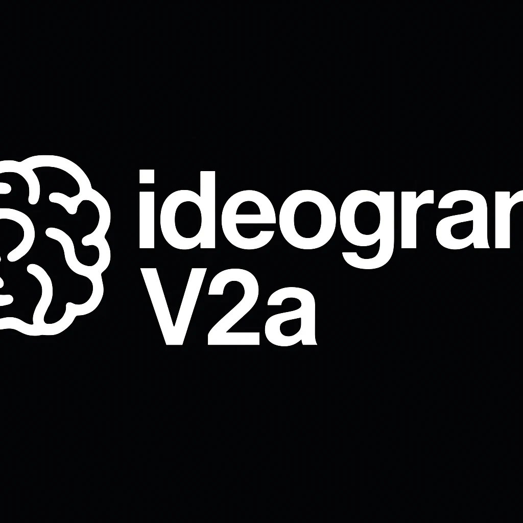recreate this logo with text of "ideogram V2a" emoji