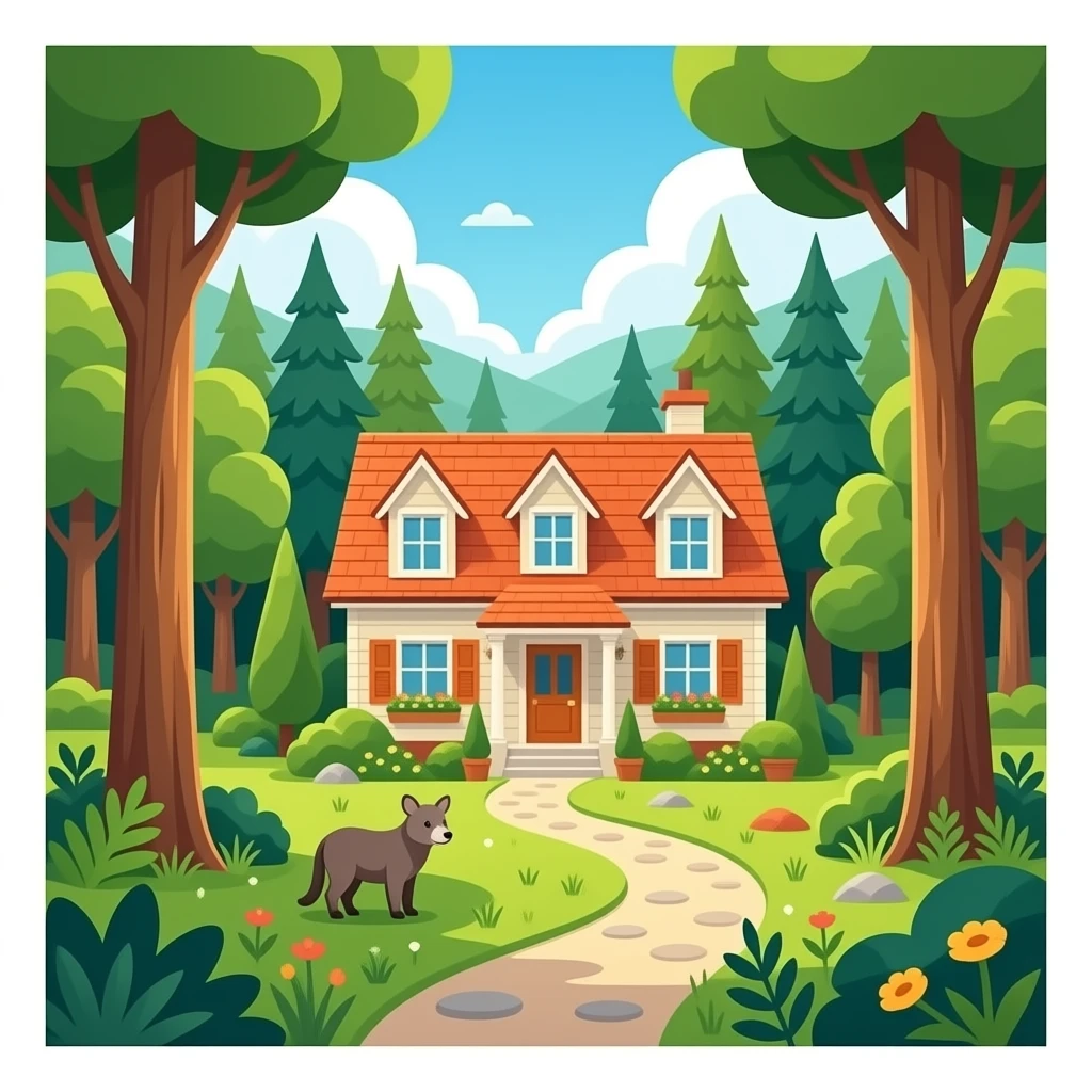 Hazme una casa grande . La casa esta  por en medio del bosque. Una casa acojedora y bonita ,que el bosque este llendo de animales bonitos i mucha natrualeza que toque un bastante los rayos de sol emoji