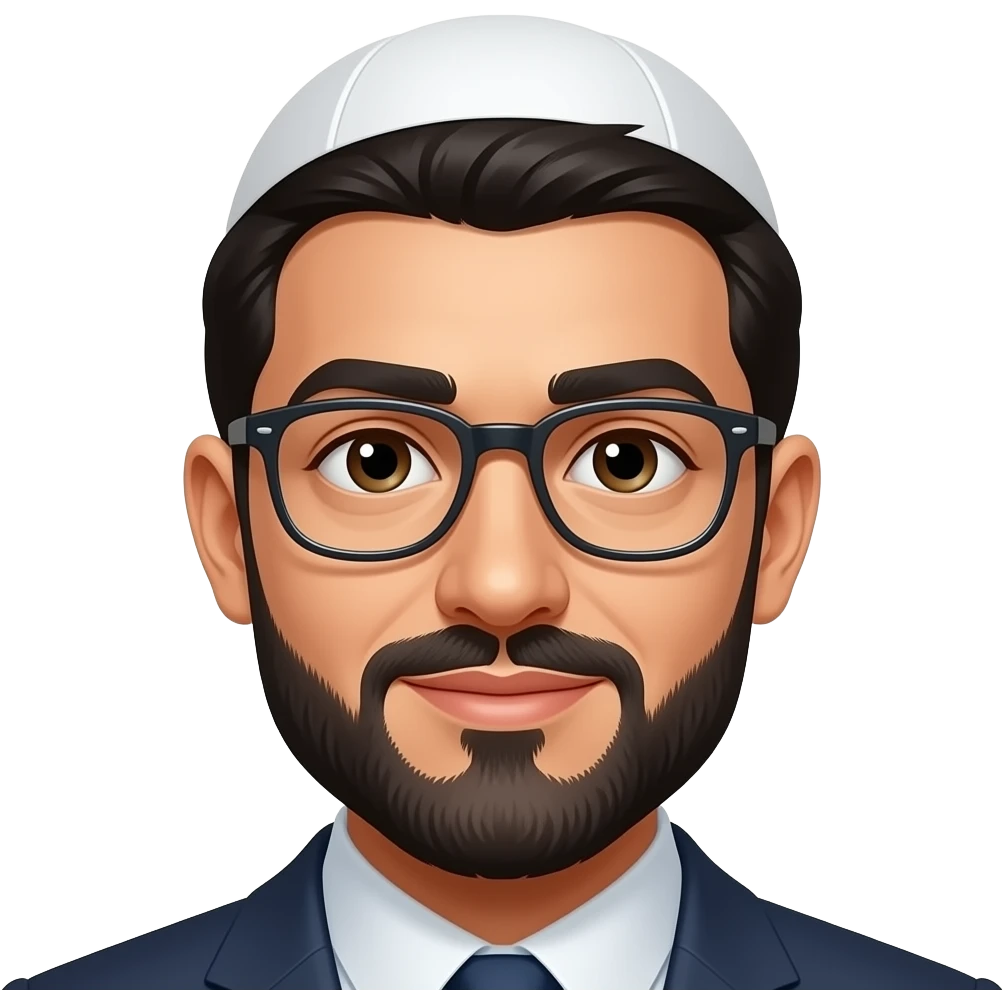 Arab with a white jewish hatand glasses emoji