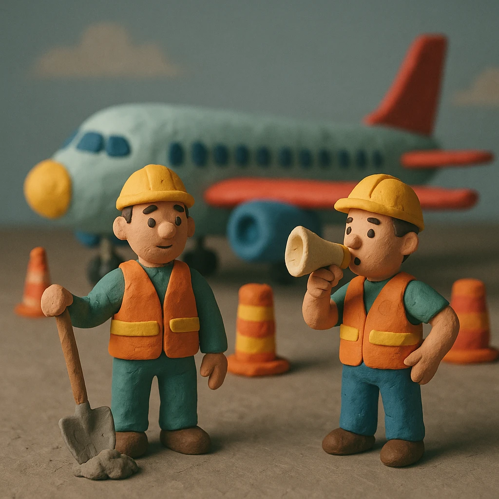 construction workers and airplanes emoji