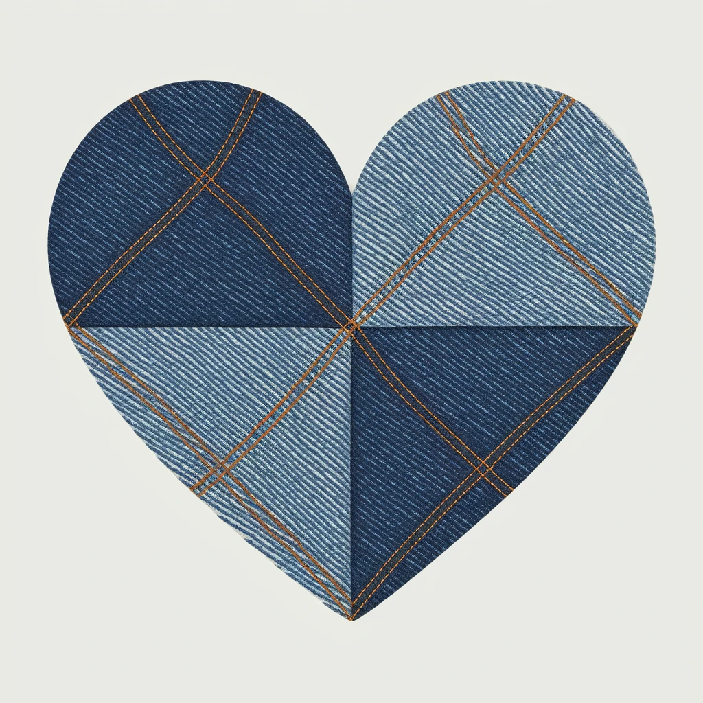 heart with a denim pattern emoji