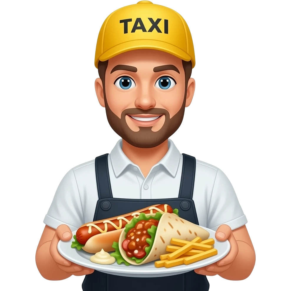 erstelle ein emoji eines taxitellers (currywurst, gyros, pommes mit mayo, alles auf einem teller) emoji