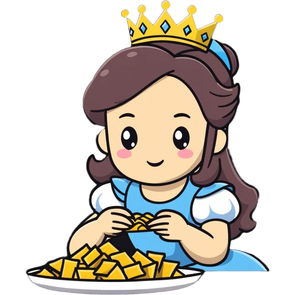 Princess playing video games and eating chips  emoji
