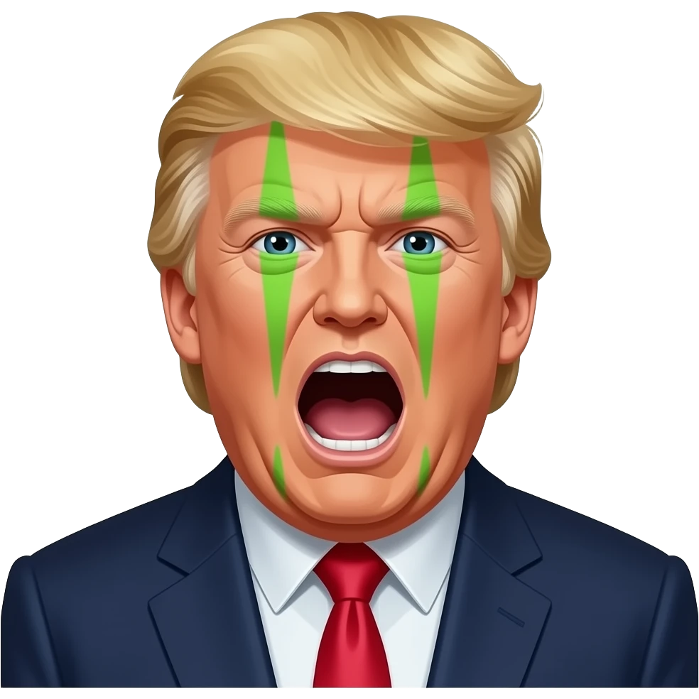 Donald trump screaming with green stink lines emoji