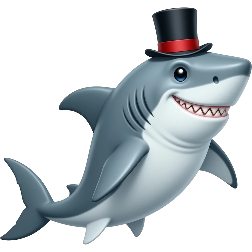 Shark with a top hat emoji