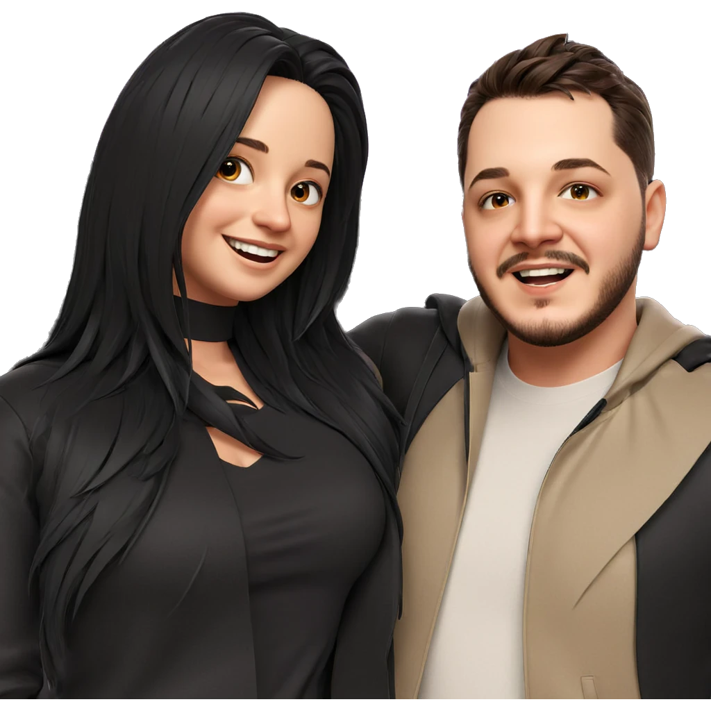 smiling couple in stylish attire emoji