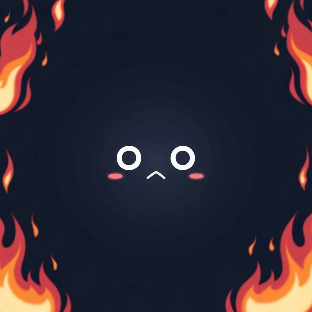 emo banner with flames, cute, expressive, minimal emoji