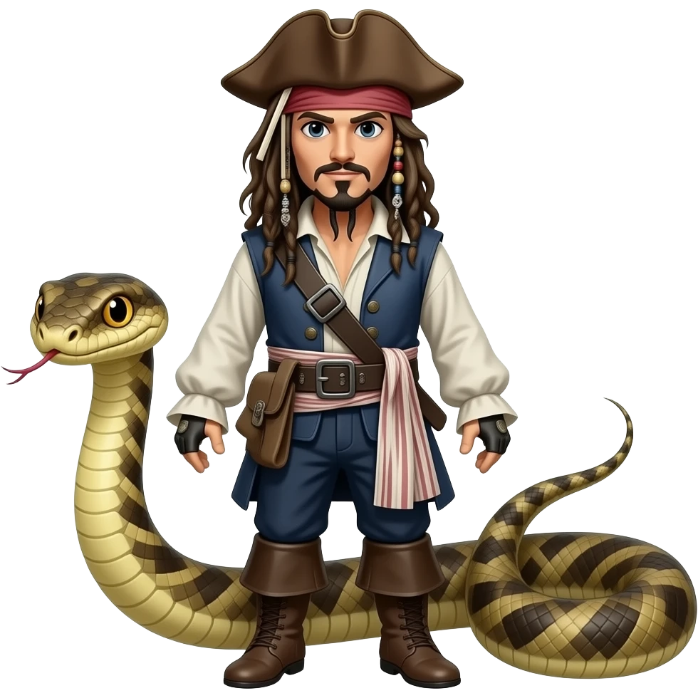 a snake in the form of Jack Sparrow emoji
