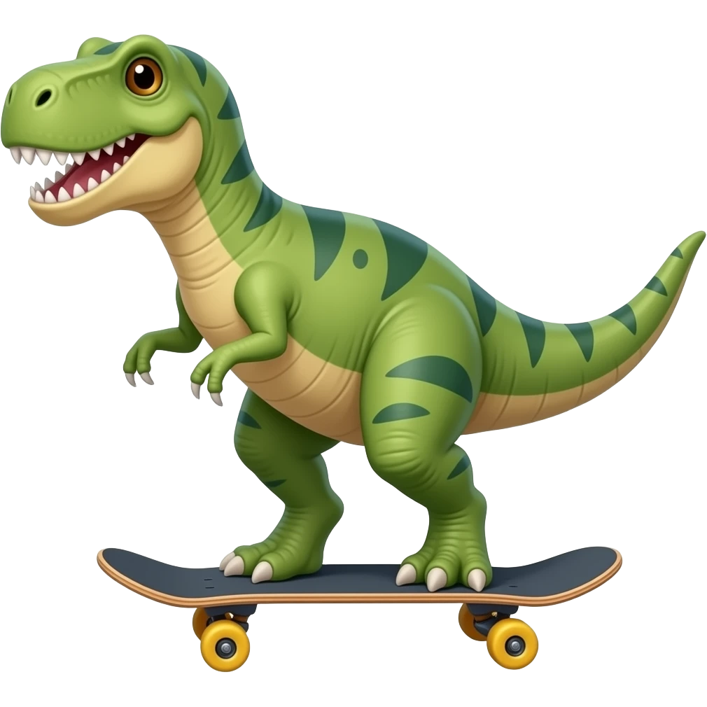 Dinosaur on a skateboard emoji