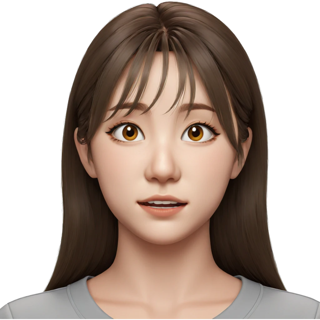 realistic girl with brown hair emoji