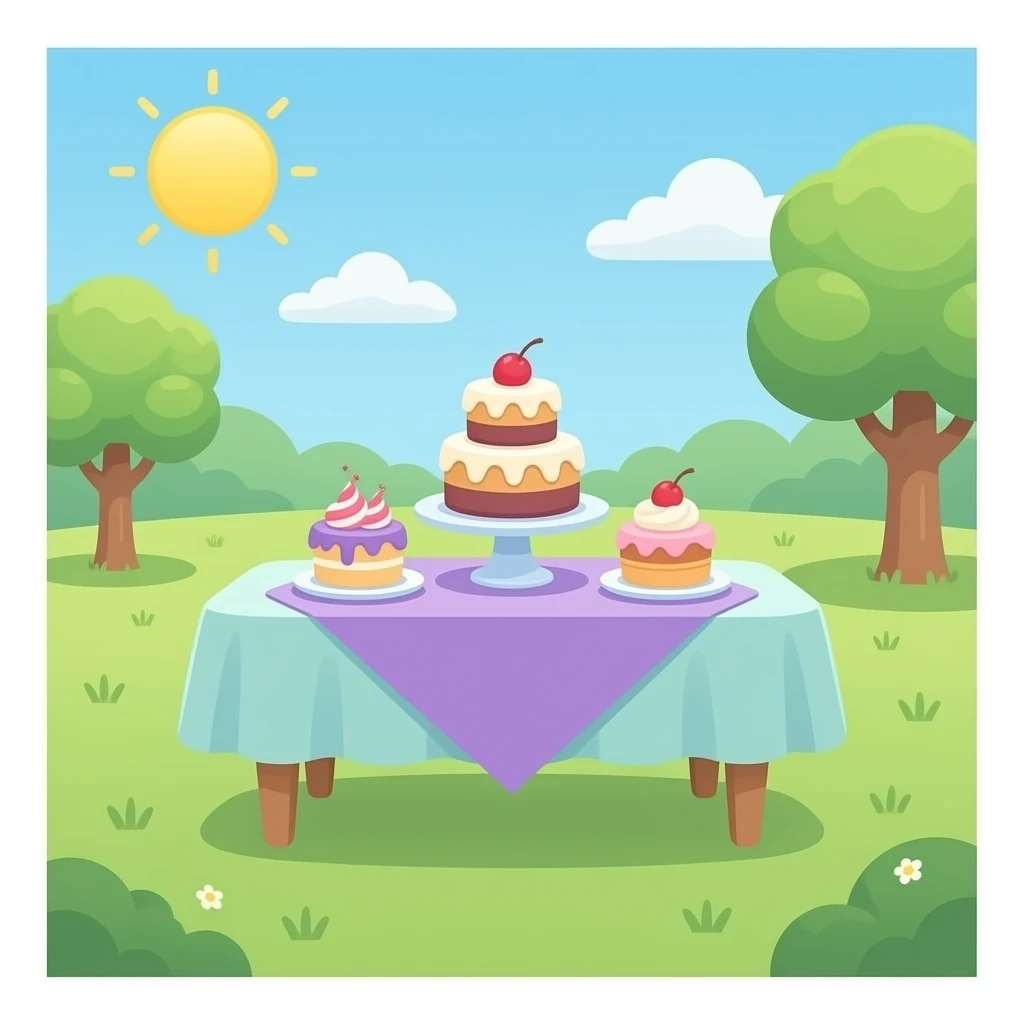 green purple Dessert table setup soft paster colour emoji