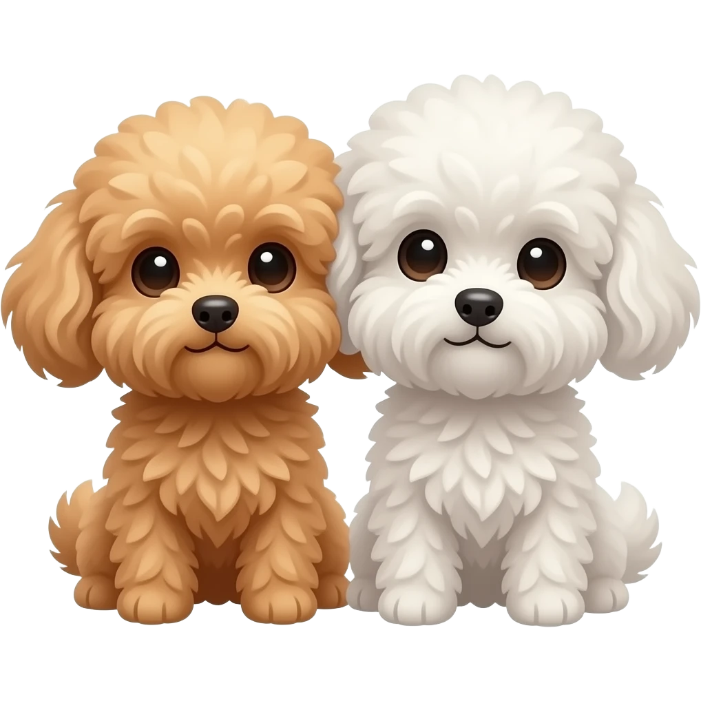 Very small fluffy together, dogs emoji