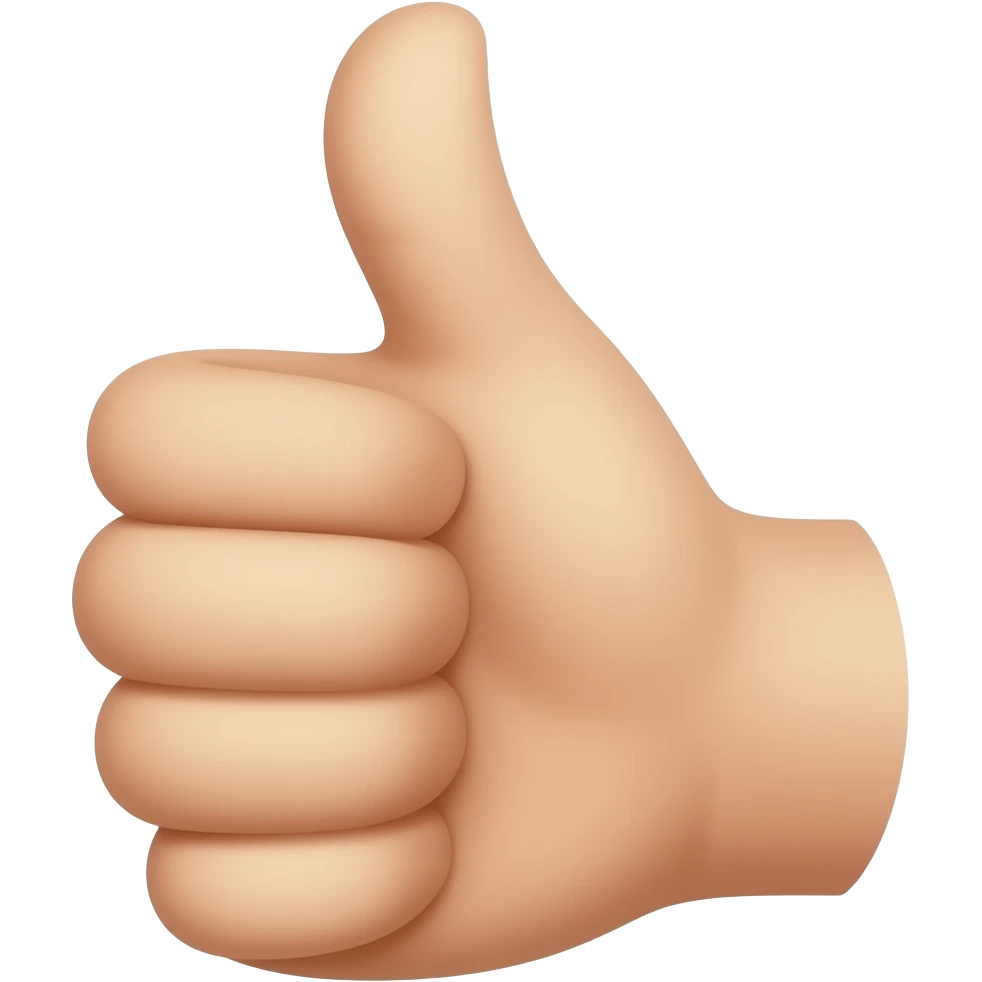 Thumbs up emoji woth only a stub of a thumb emoji