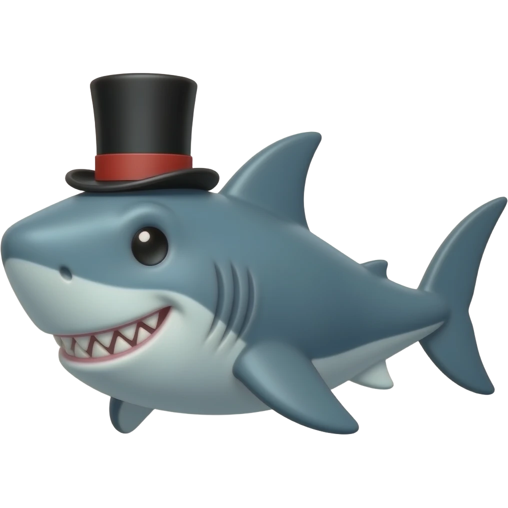 Shark with a top hat emoji