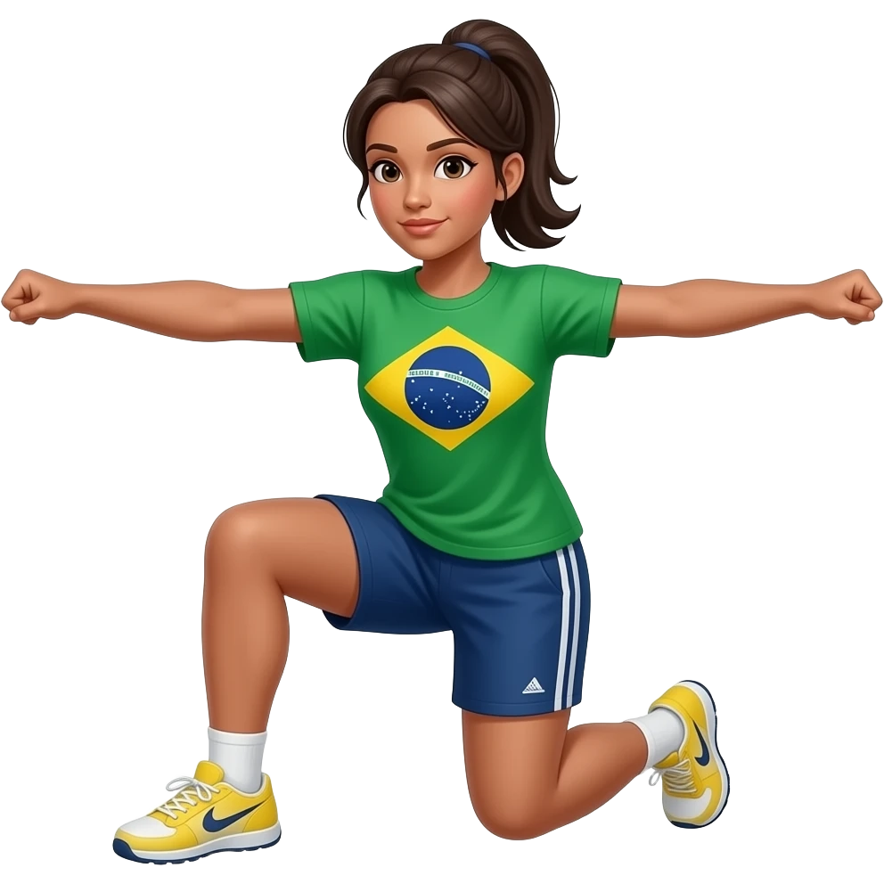 Woman making exercises with a Brazil t-shirt emoji