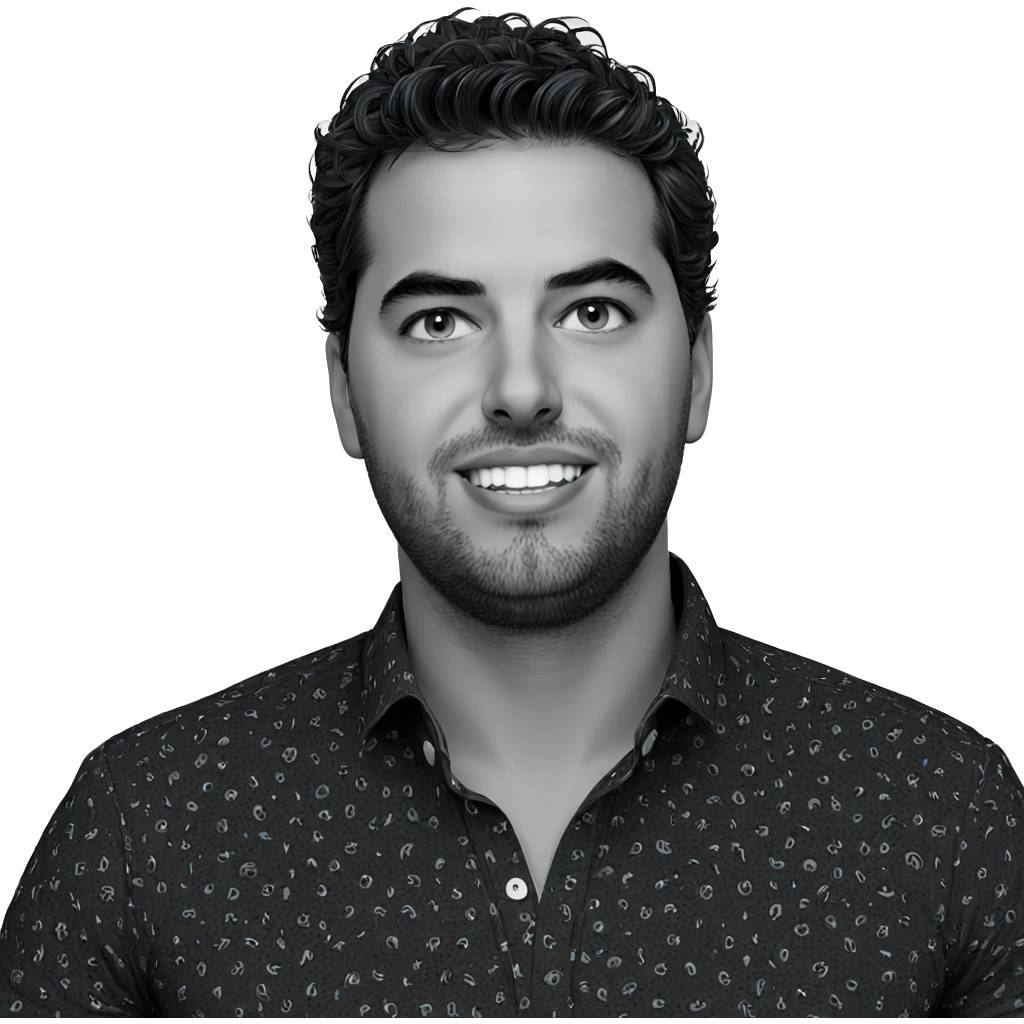 smiling boy in monochrome emoji