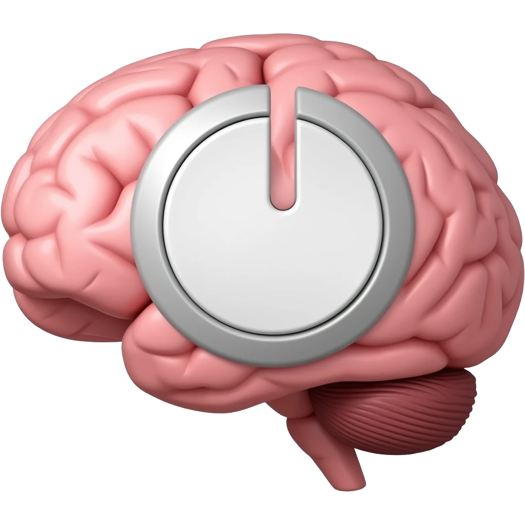 Brain with power button switched off emoji