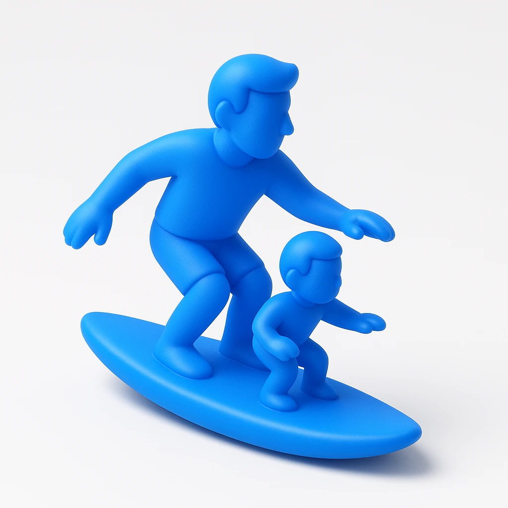 Surf avce un petit enfants  emoji