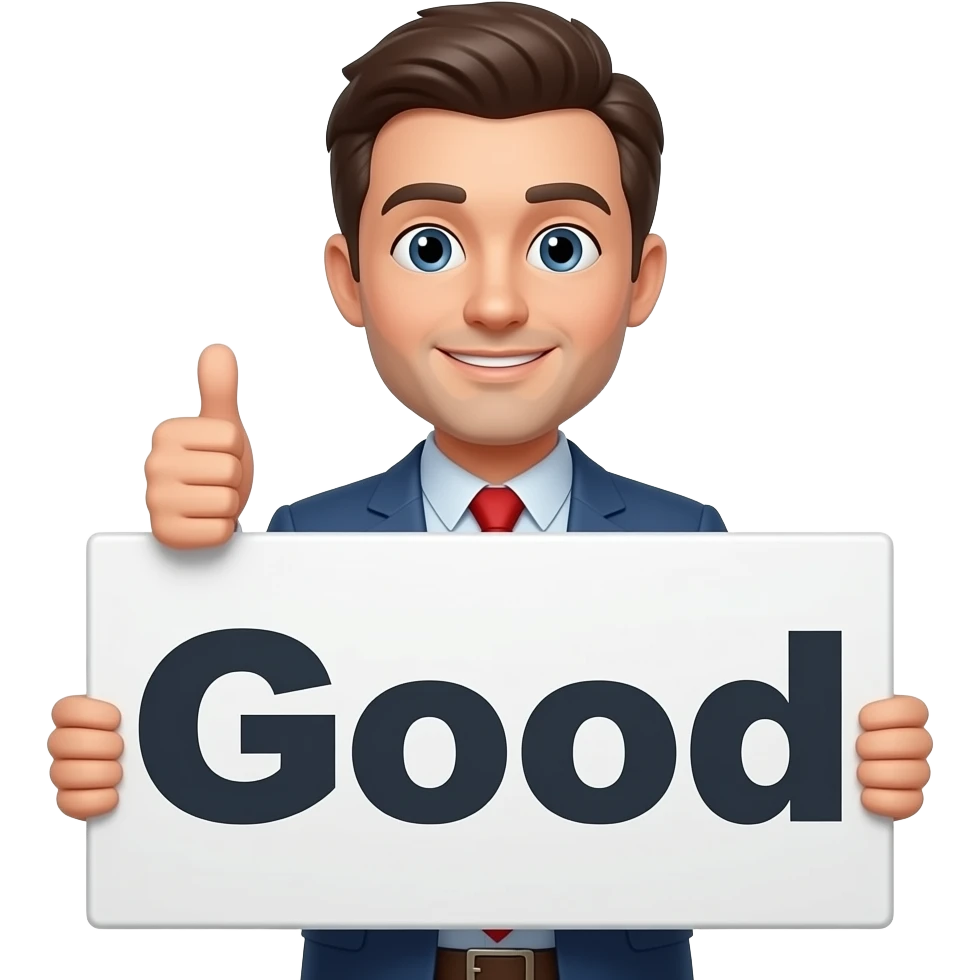 A man thumb up with a big good” emoji
