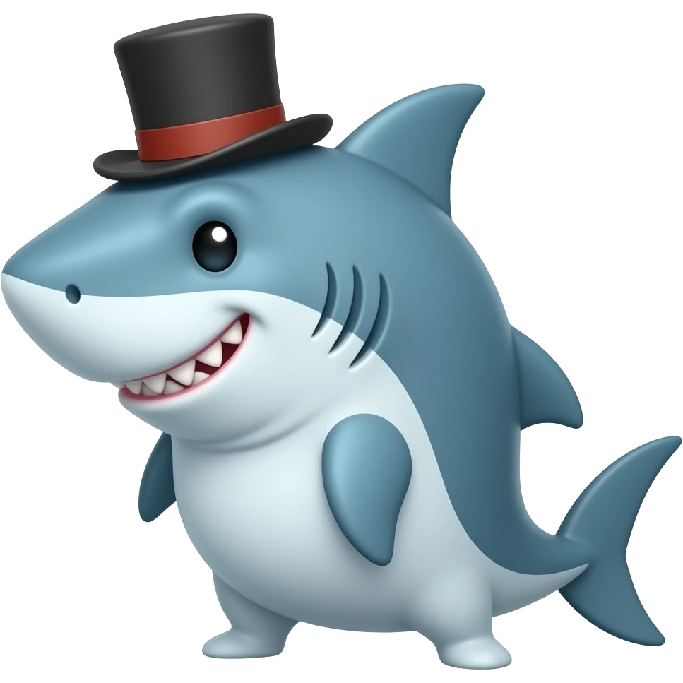 Shark with a top hat emoji