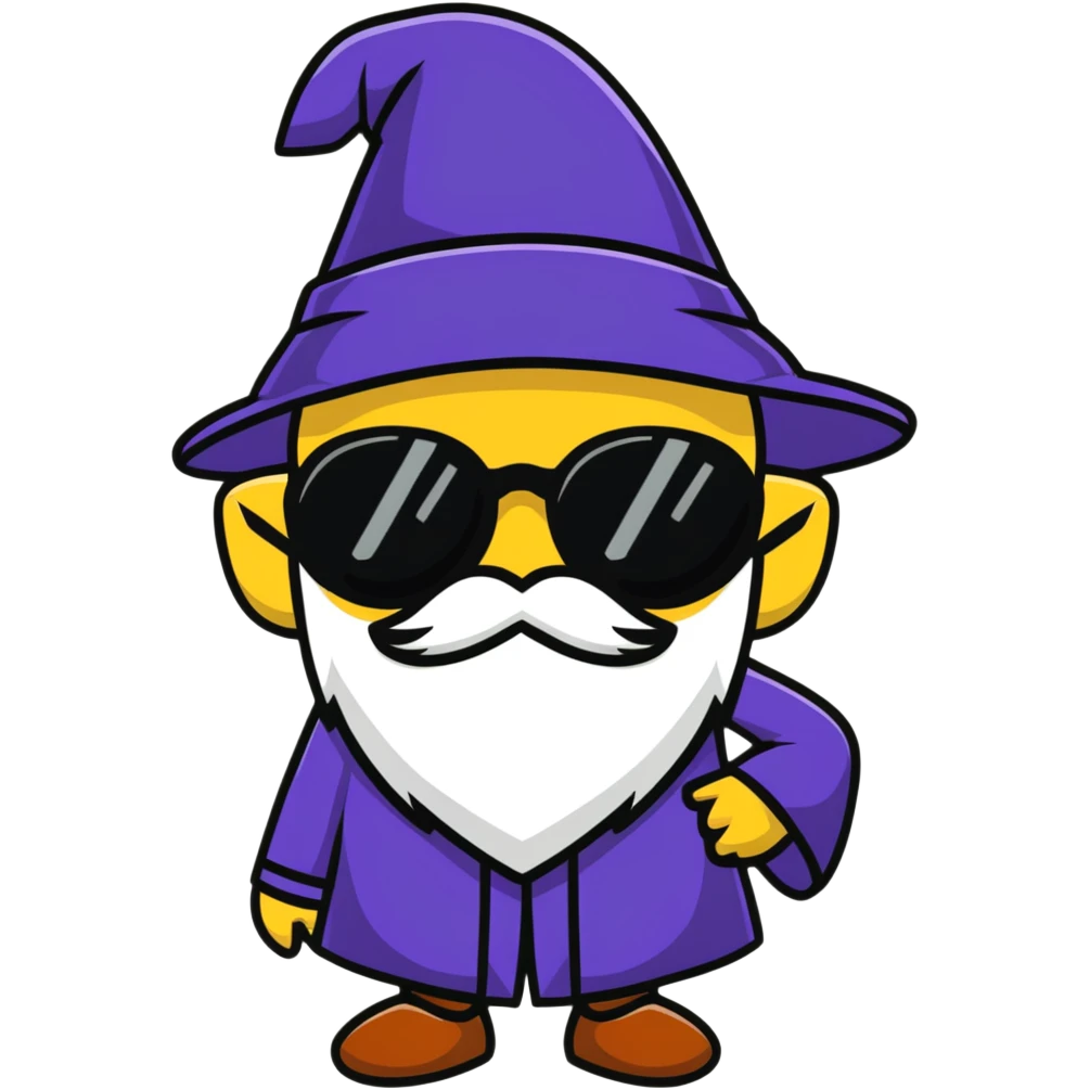 Me with sunglasses and wizzard hat  emoji