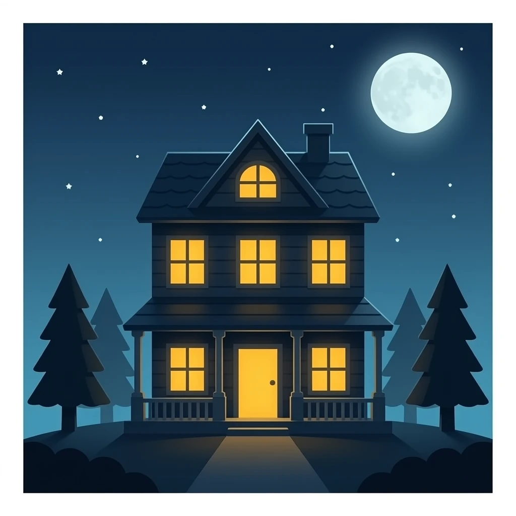 Simple haunted house, no backgrounds emoji