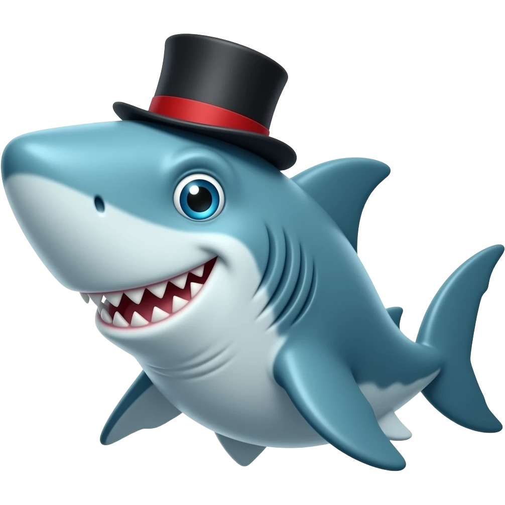 Shark with a top hat emoji