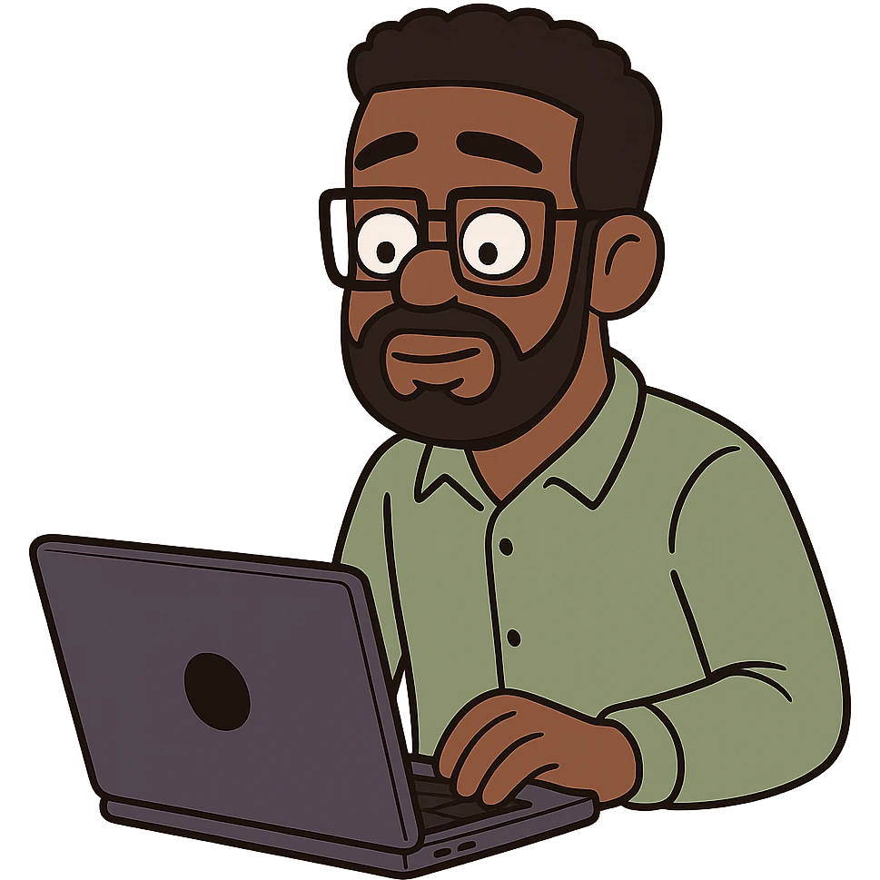 flat toon style light skin black computer analyst emoji