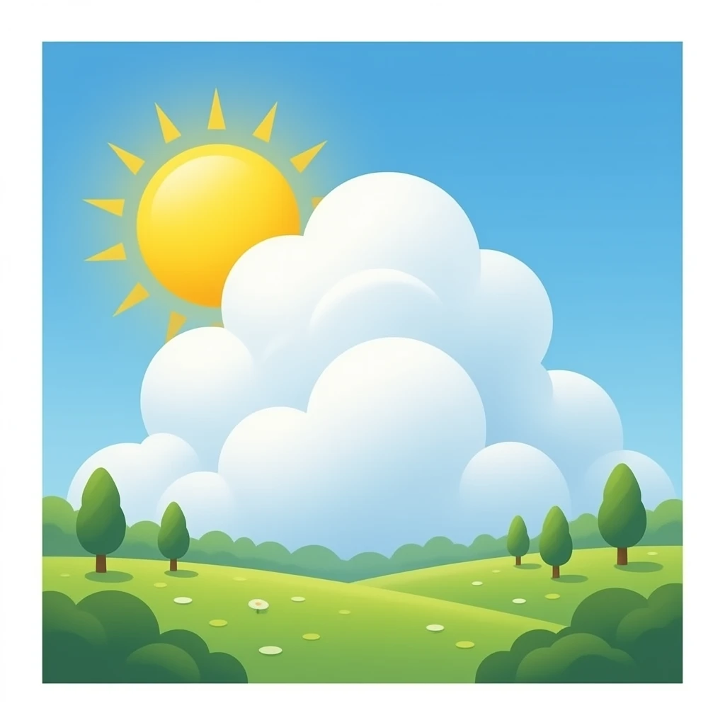 sun shinning from behind fluffy cumulus emoji