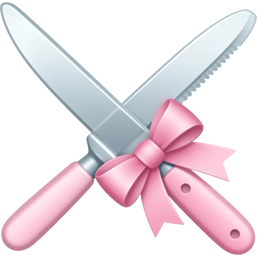 Pastel pink dainty neat cute knife with a pastel pink ribbon emoji
