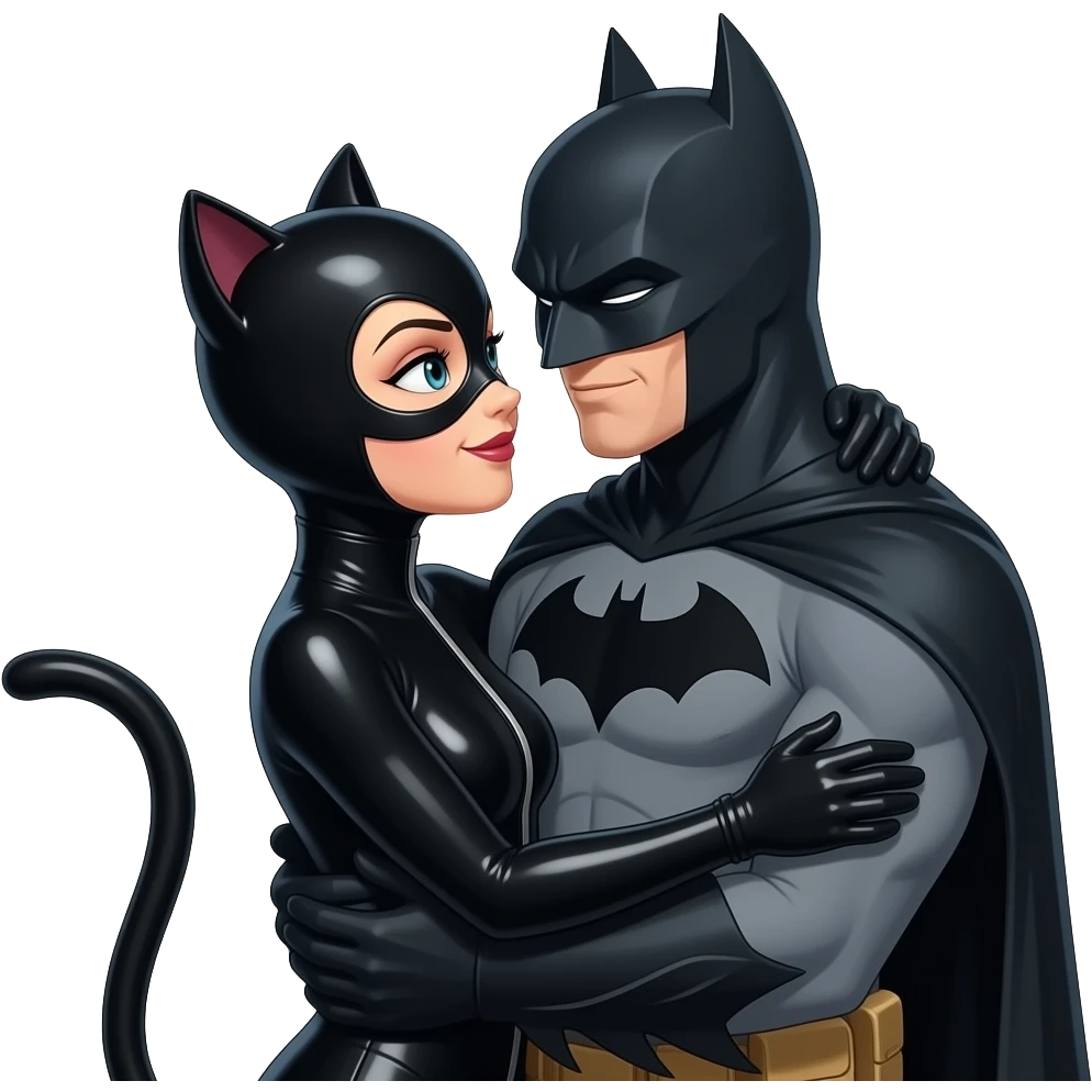 Catwomen and Batman love each other emoji