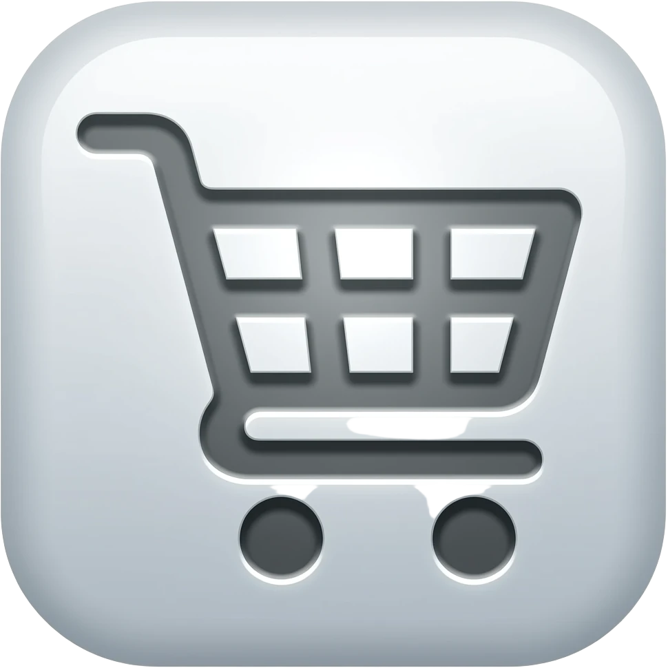 a mobile app logo for a shopping app with a shopping cart emoji