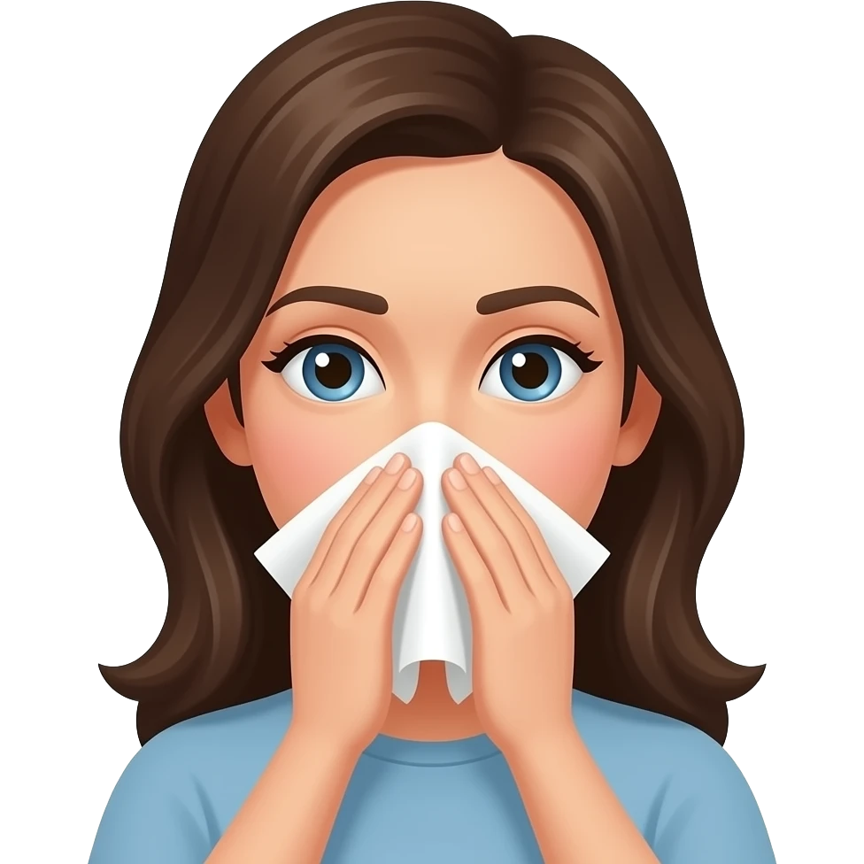 female nose blowing emoji