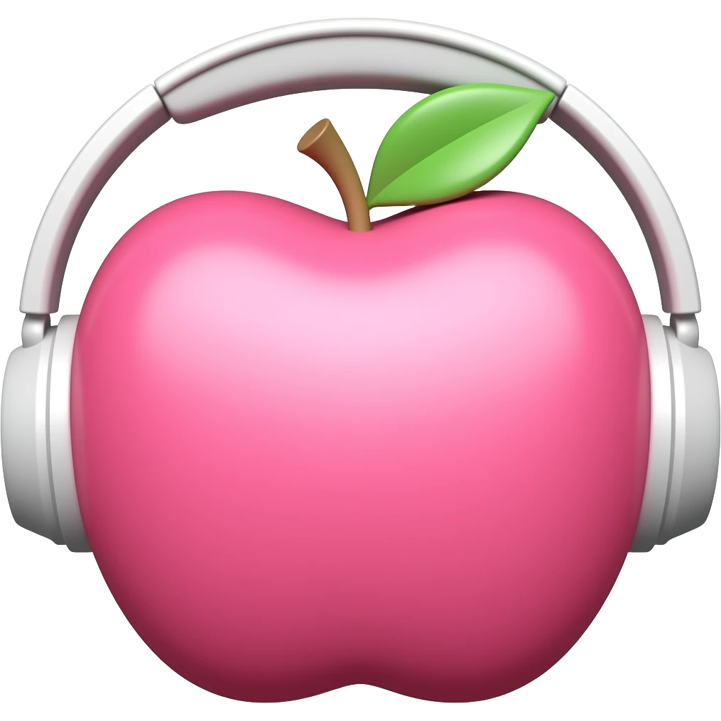 pink apple headphones emoji