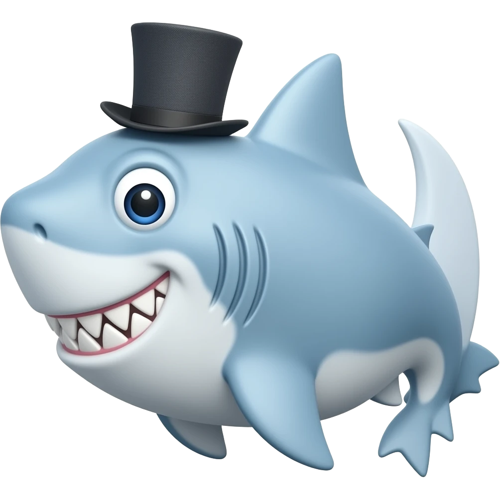 Shark with a top hat emoji