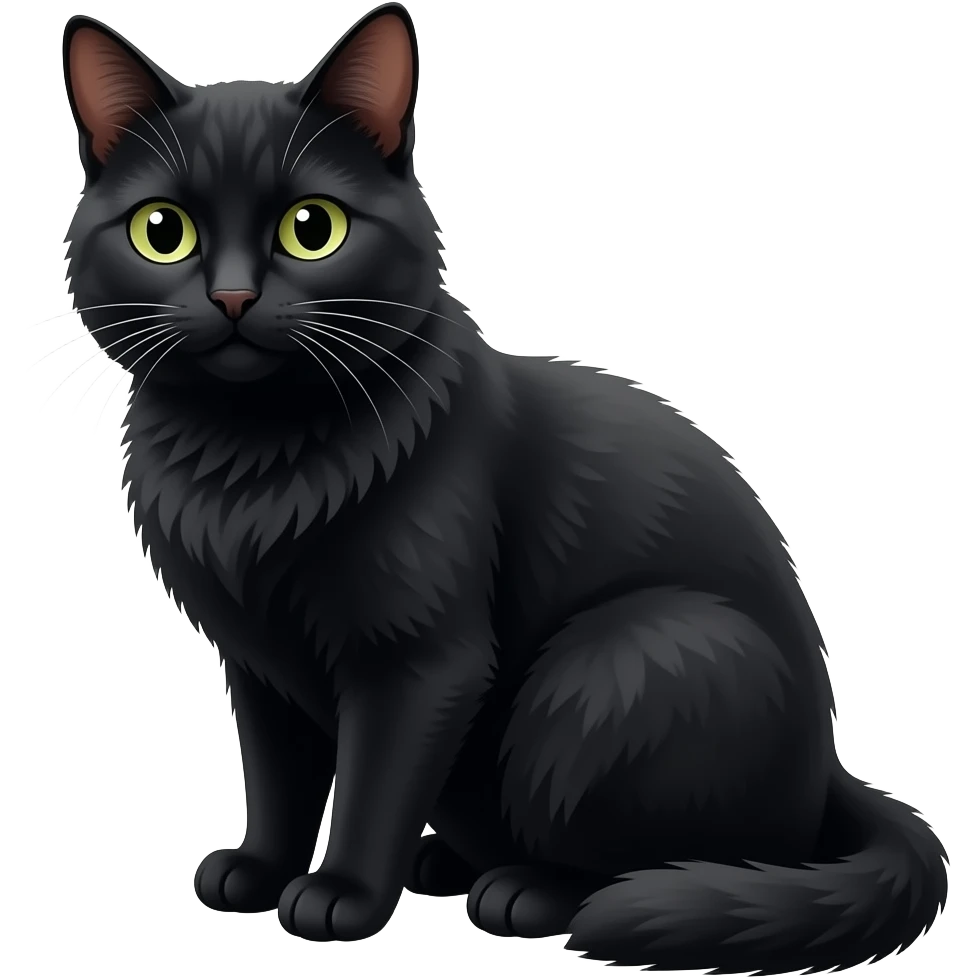 Witchy  black cat sitting realistic emoji