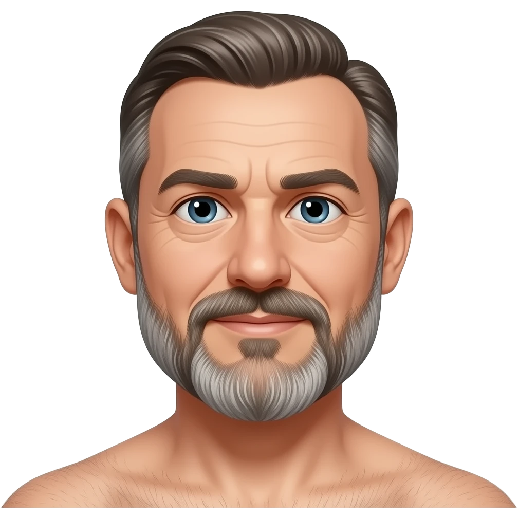 Male nudist middle aged  body beard legs emoji