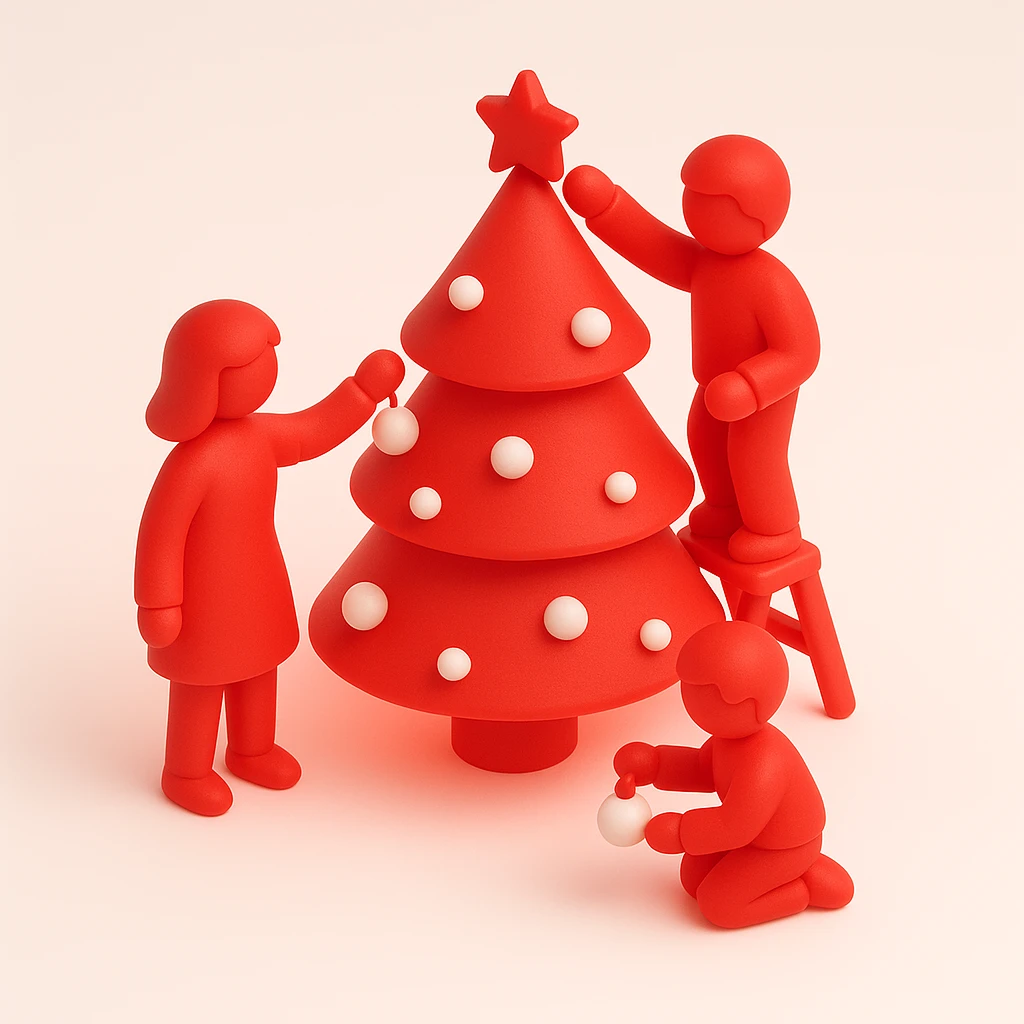 people decorating a Christmas tree emoji