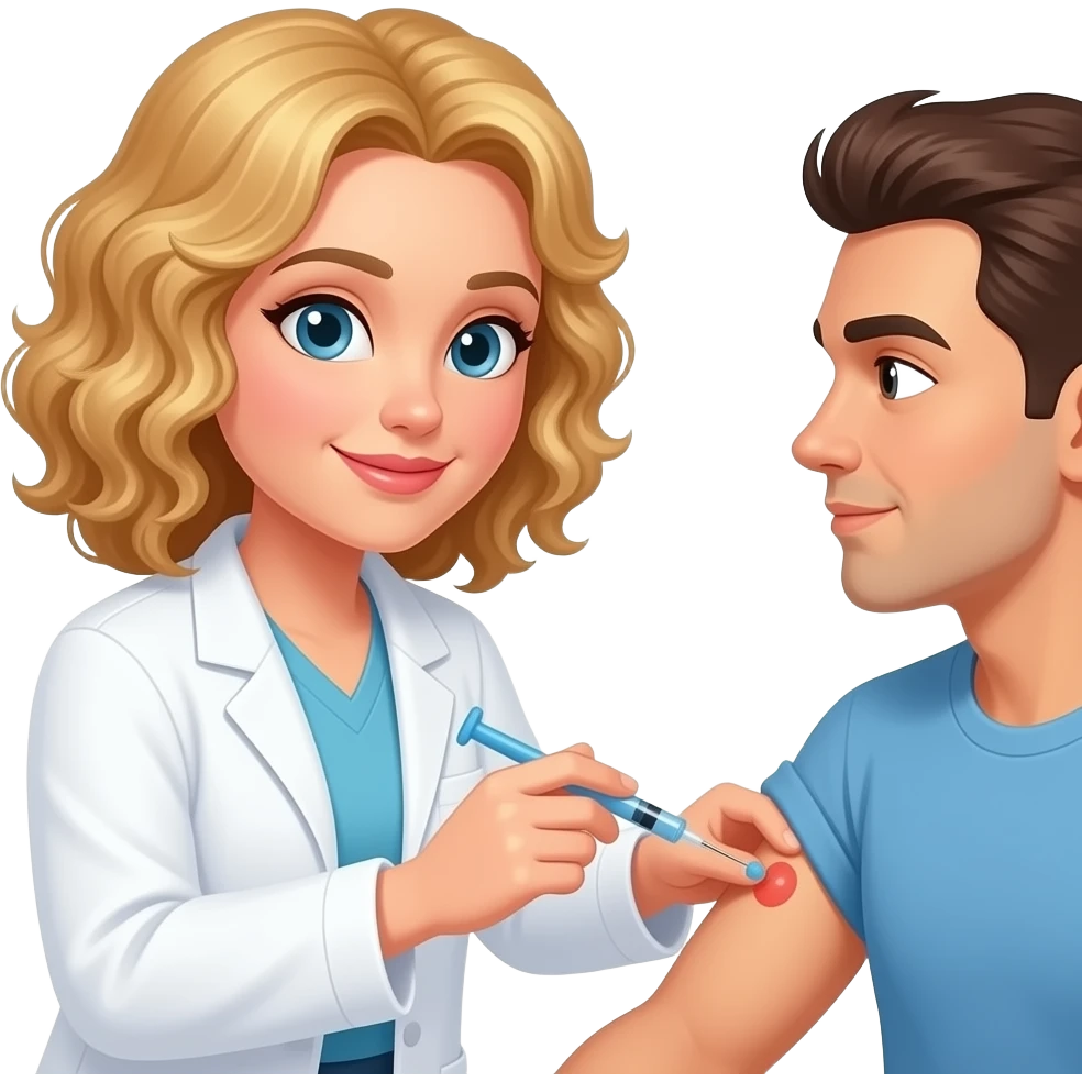 Blonde curly hair woman being a phlebotomist emoji