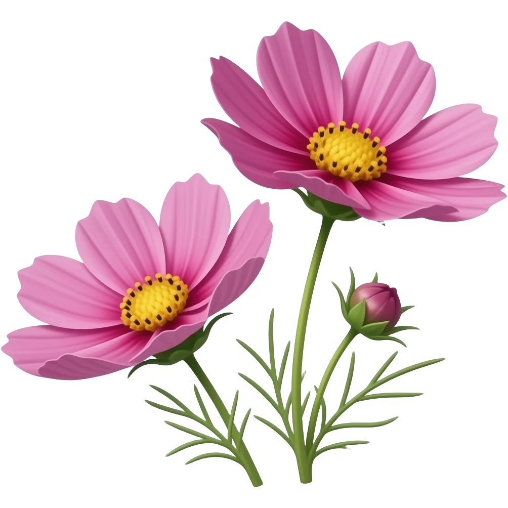 Just 2 cosmos flower with hd emoji
