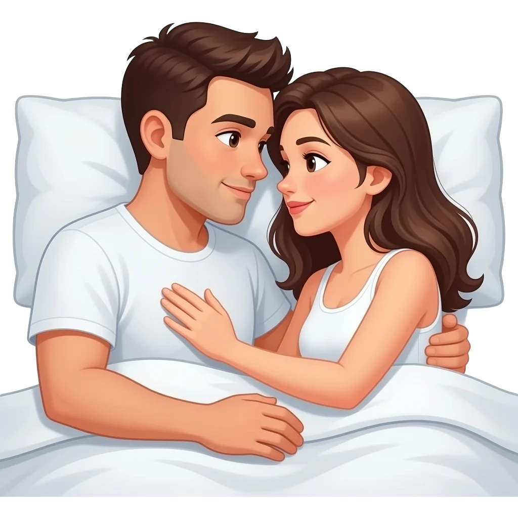 2 man in 1 woman in bed love emoji