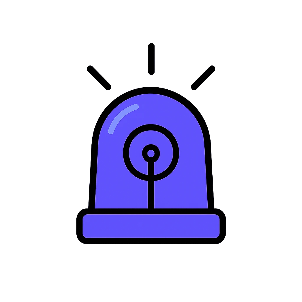a classic rotating beacon, violet blue, stylized and bold, modern icon style emoji