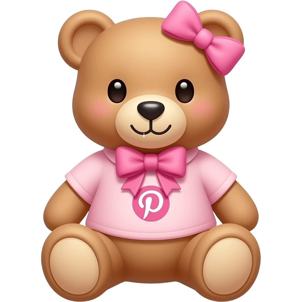 teddy bear with pastel and pinteresty pink accesories emoji