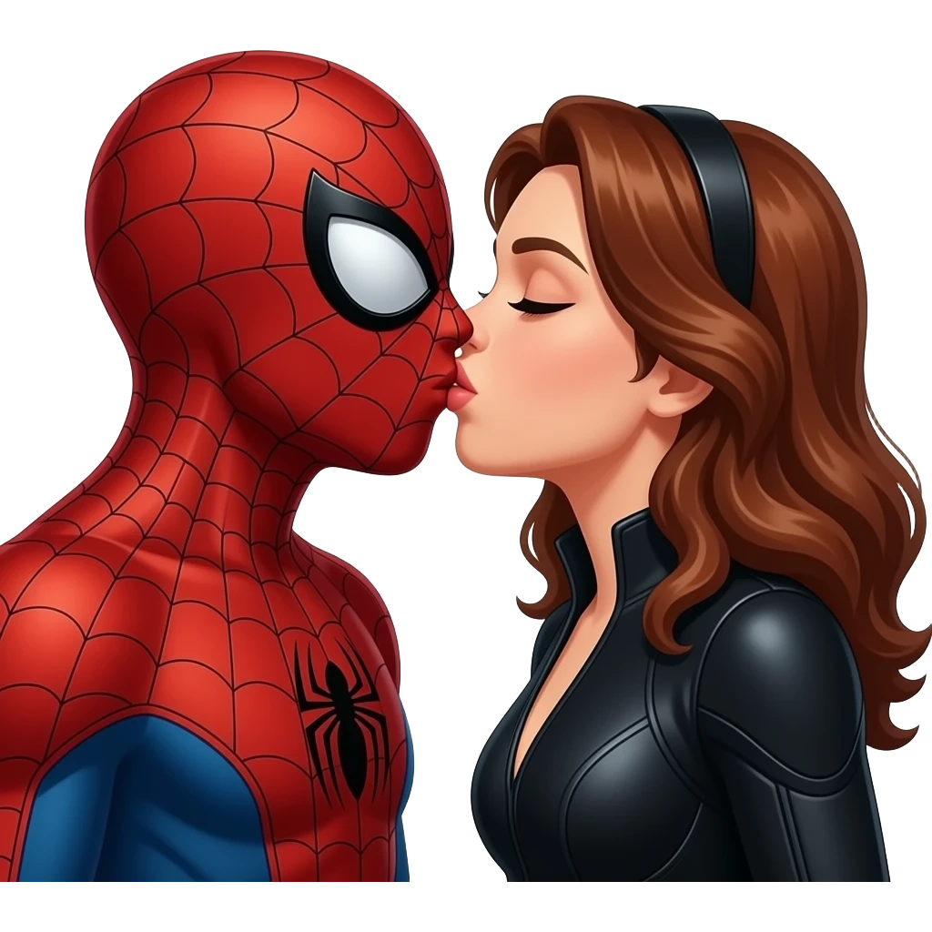 Spider man and viuva negra   kiss kiss creepy emoji