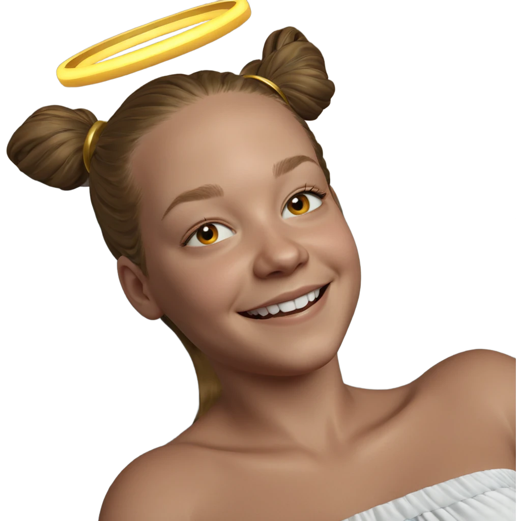 smiling girl with halo emoji