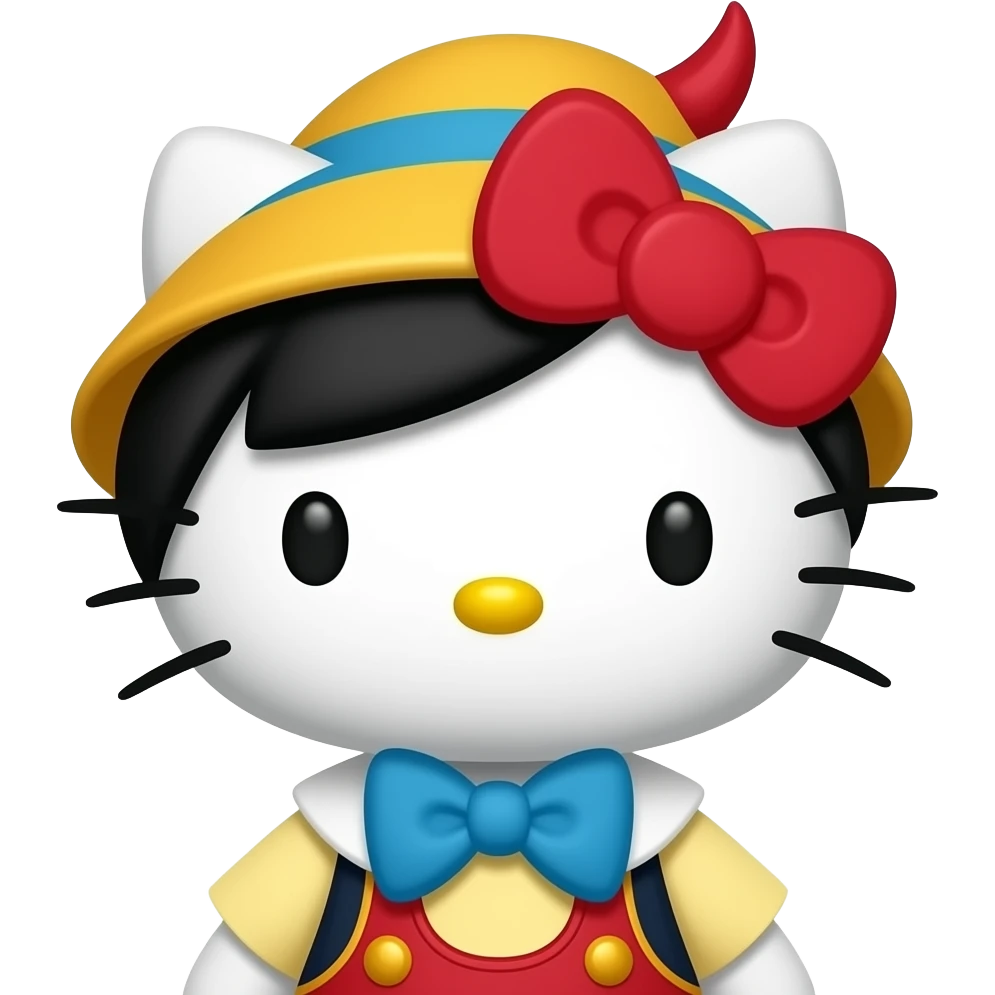 hello kitty disfrazado de pinocho emoji