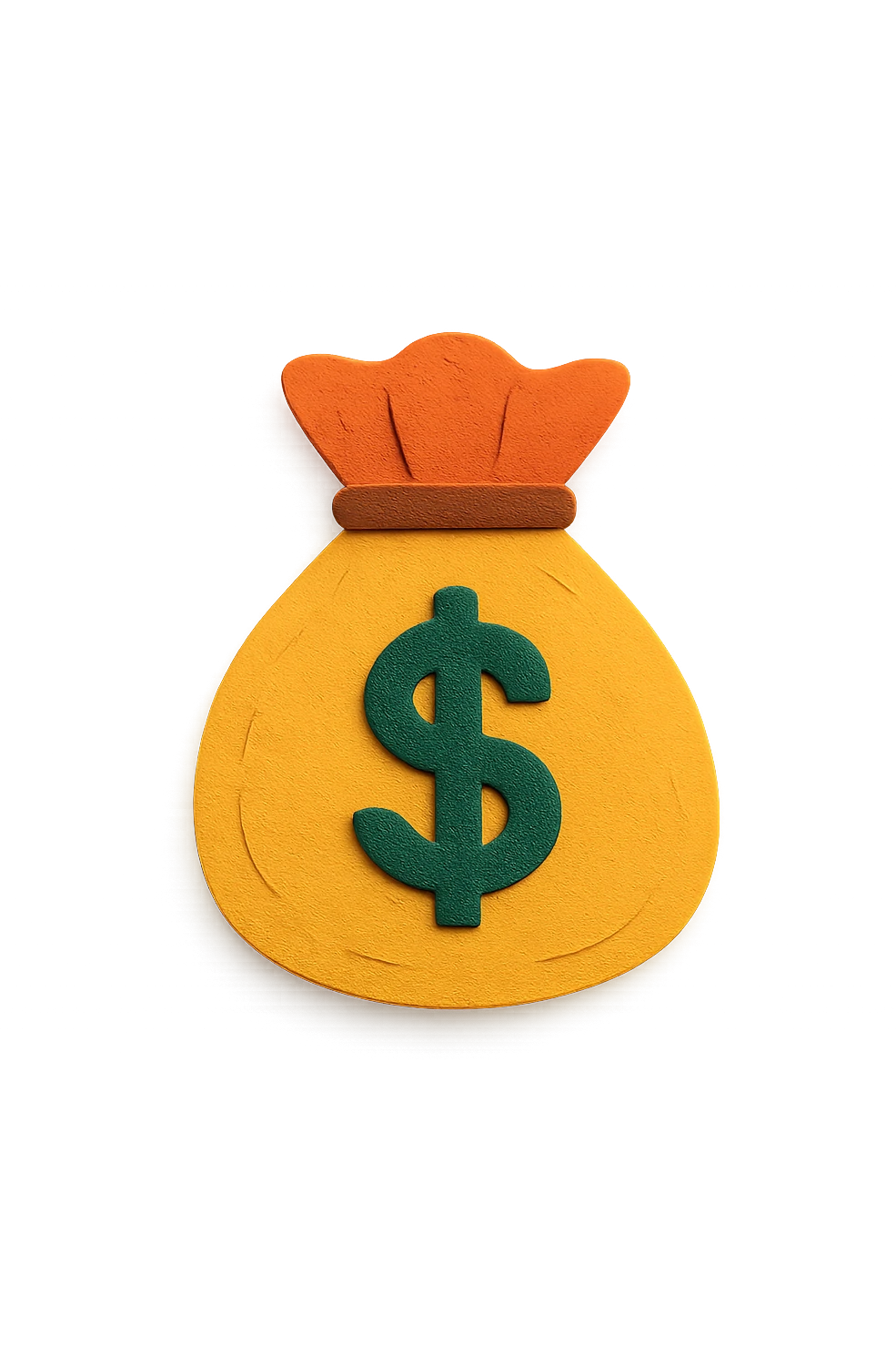 money bag icon, paper craft style, layered paper effect emoji