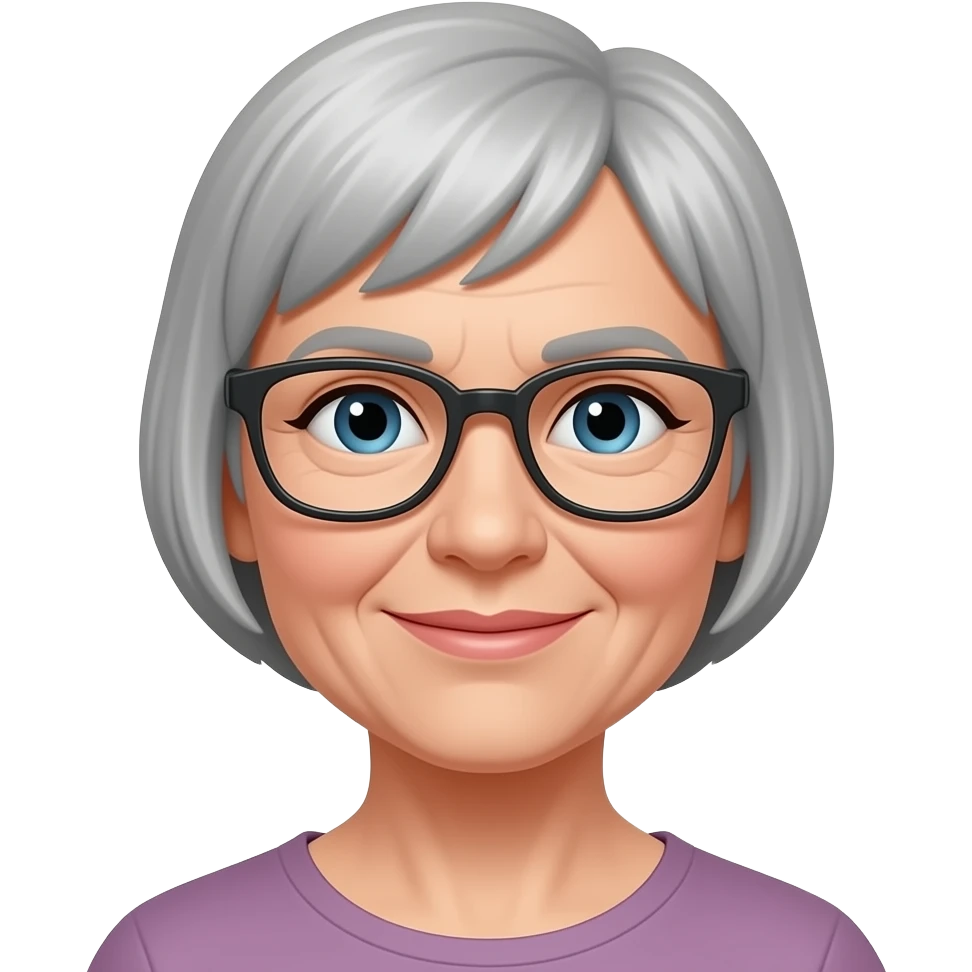 Older woman pale skin glasses and pixie cut emoji