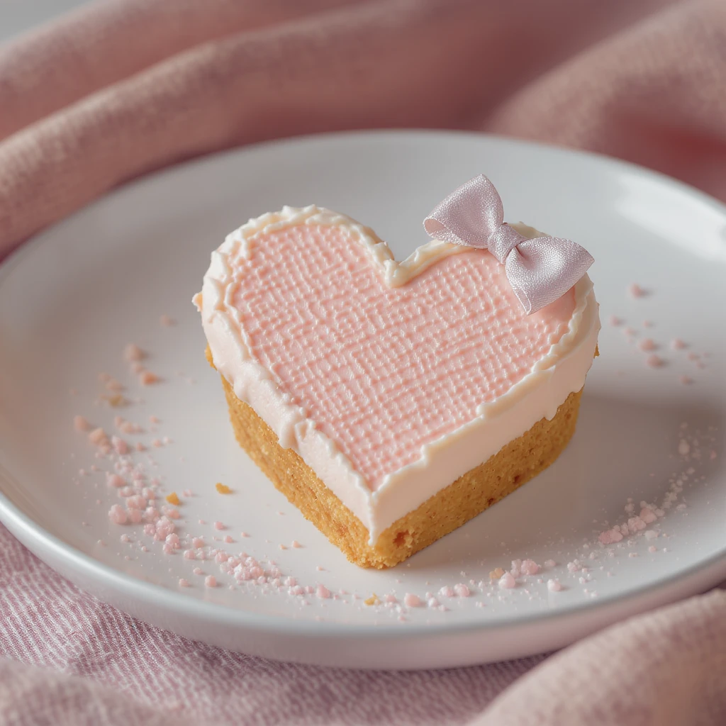 food heart emoji, pastel colors, with a bow accent, professional photography style emoji