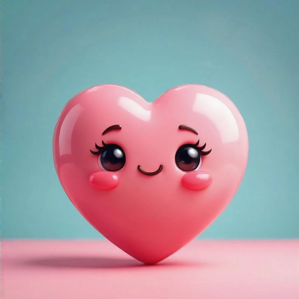 pink heart emoji with a cute face emoji